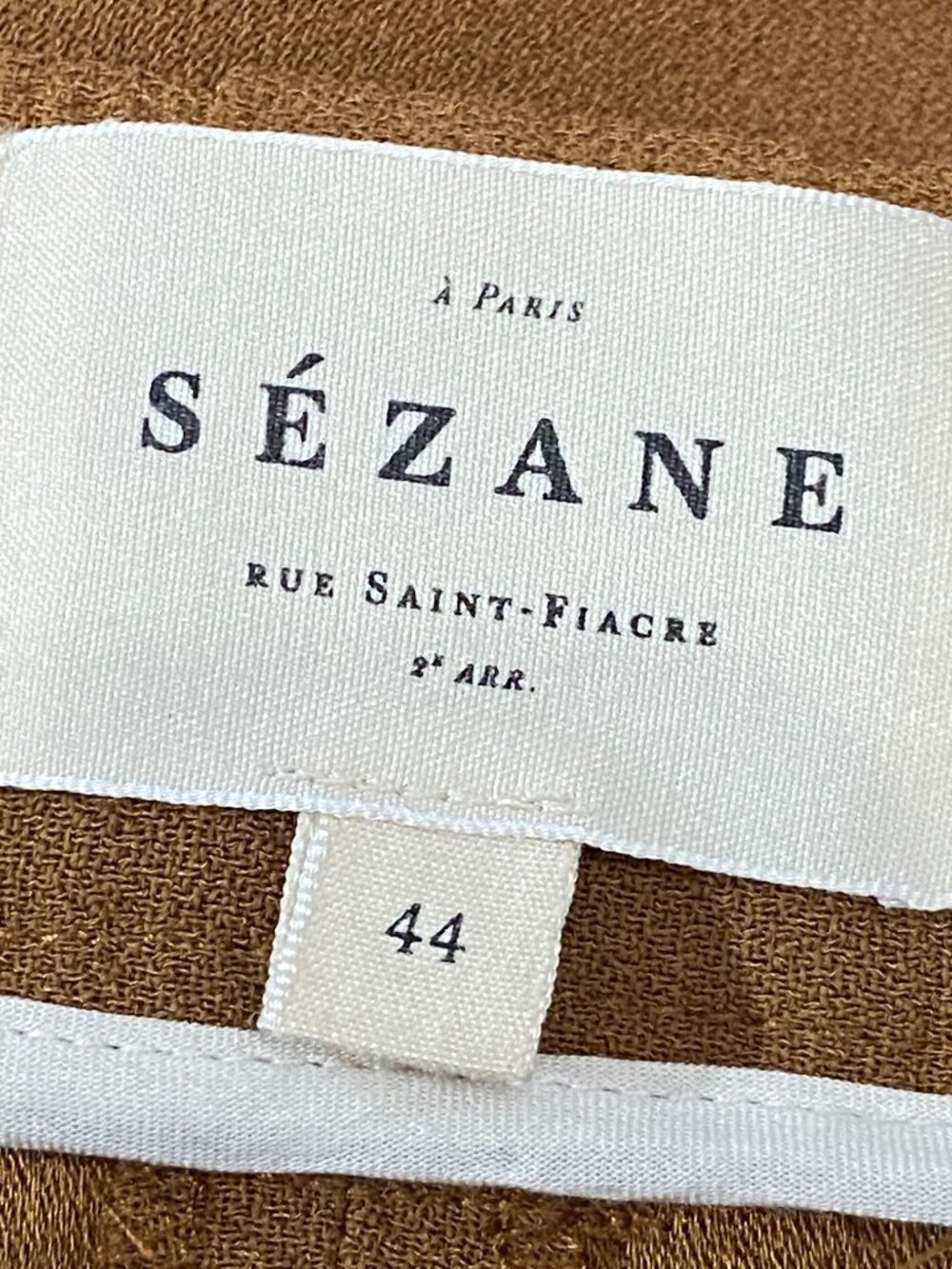 Sezane Dan Trousers Camel Tan Wide Leg High Waist Pleated Pants 44 US 12 - Picture 3 of 11